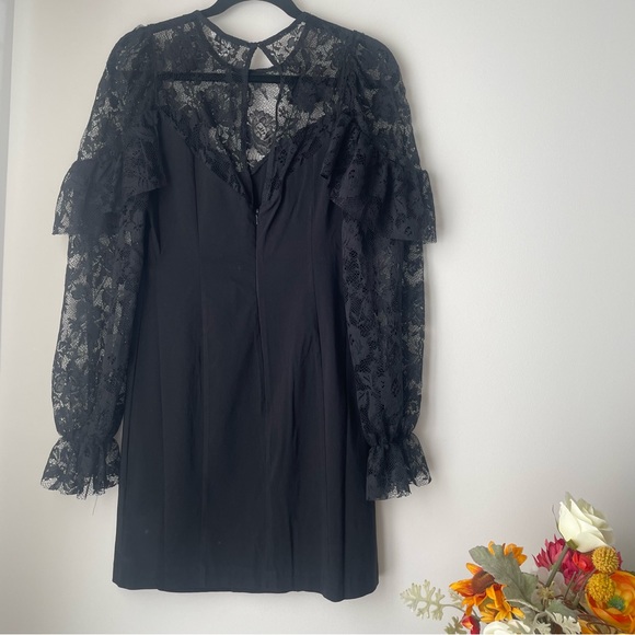 Topshop Black Lace Sleeve Bodycon Dress Size 6 - Picture 2 of 7